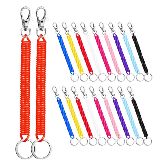 Niceauty 20Pcs Elastic Wrist Coil Keychain Stretchy Spiral Key Chain for Keys and Badges