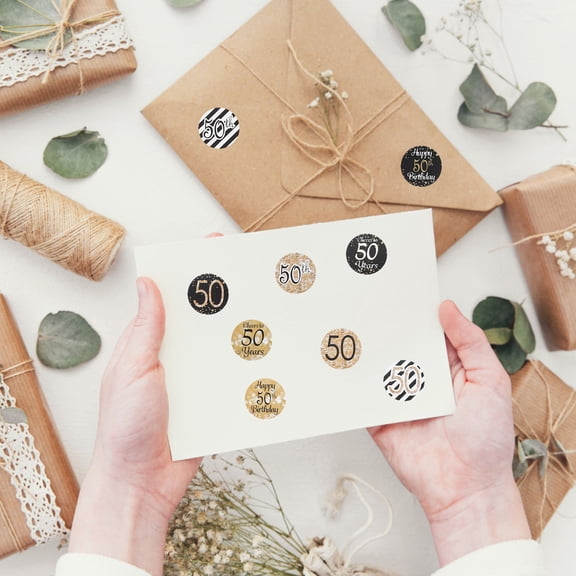 Niceauty Happy Birthday Stickers For Adults Golden 216Pcs