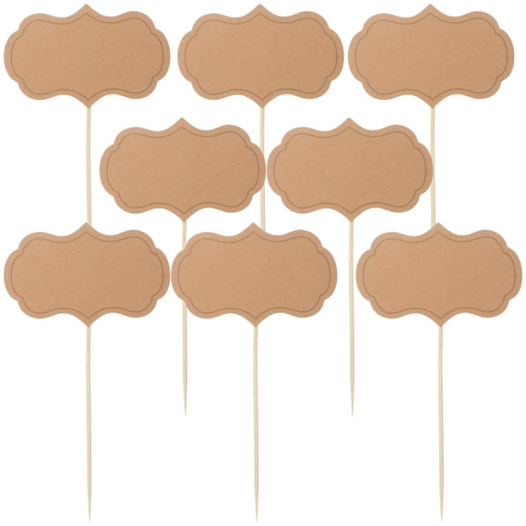 Niceauty 24Pcs Toothpick Flags for Food Items Light Brown Wood Price Tagging Party Organizers