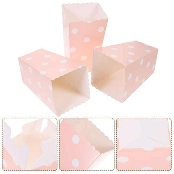 Niceauty Movie Night Box Popcorn Holder Pink 24pcs Snack Container