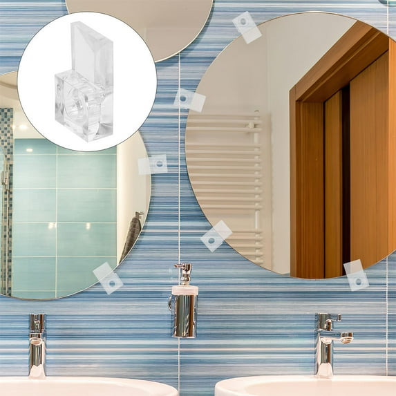 Niceauty 25Sets Clear Glass Mirror Clips Heavy Duty Support for Hanging Mirrors and Glass Panels