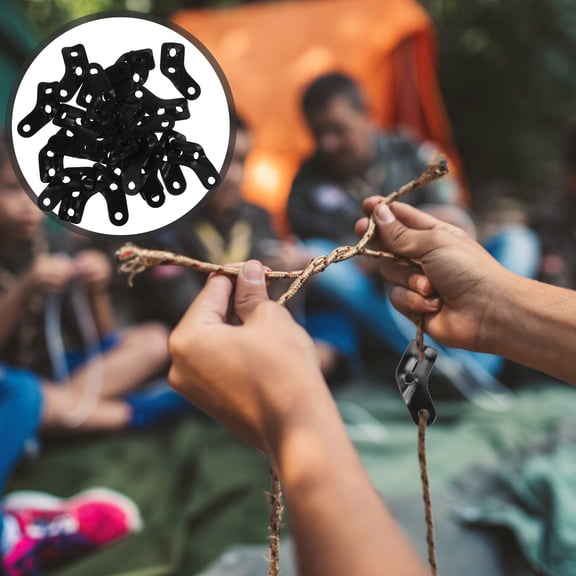Niceauty Tent Rope Tensioner Adjustable Aluminum Alloy Black for Camping 26Pcs