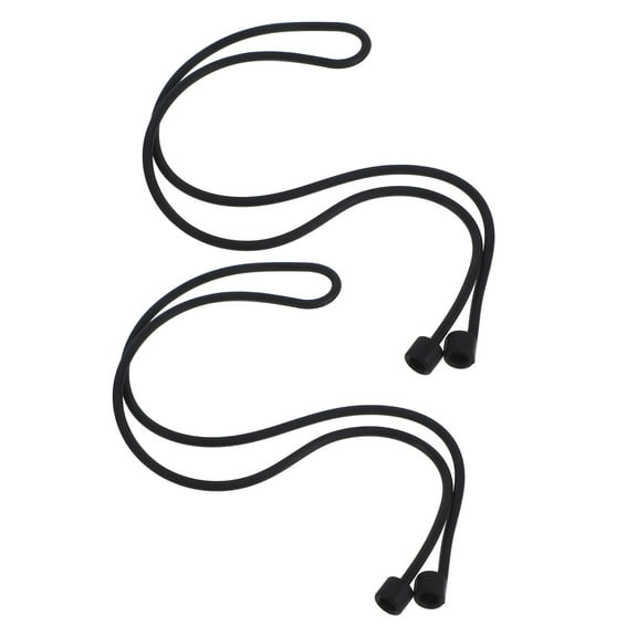 Niceauty Back to School Safety Cord Silicone Anti-Loss Black Compatible with Earbuds 2PCS