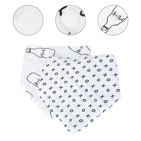 Niceauty 2Pack Baby Drool Bibs Cotton Triangle Black Absorb Saliva for Daily Use