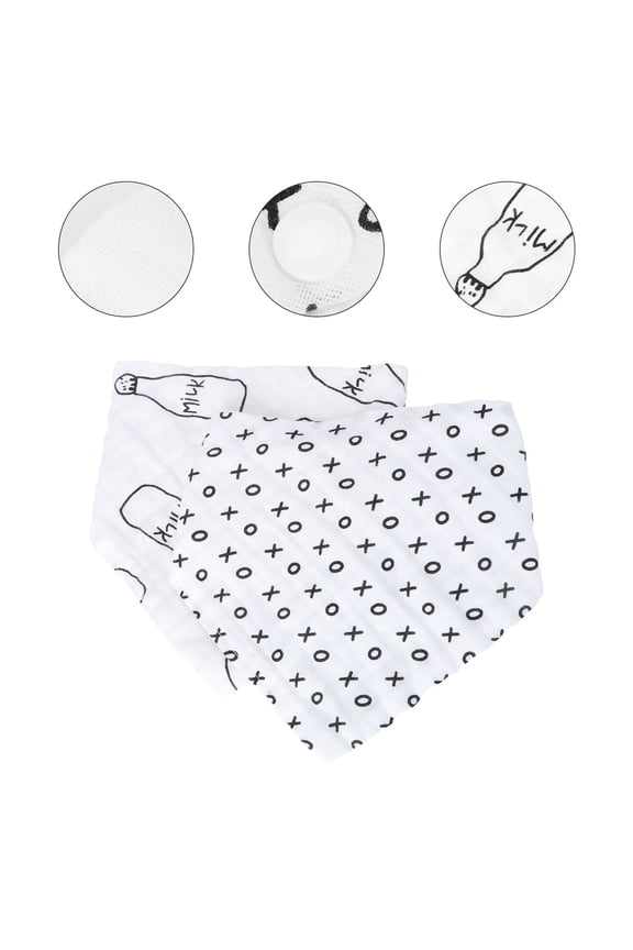 2Pack Baby Drool Bibs Cotton Triangle Black Absorb Saliva for Daily Use