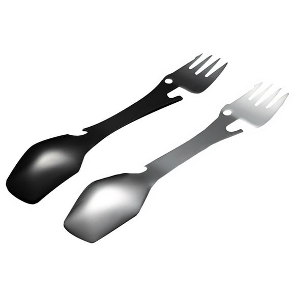 Niceauty 2Pcs Stainless Steel Multifunctional Fork and Spoon Combo for Camping and Outdoor Cooking