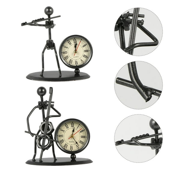 Niceauty 2Pcs Clock Shape Desktop Decor Black Handicrafts for Office and Home Display