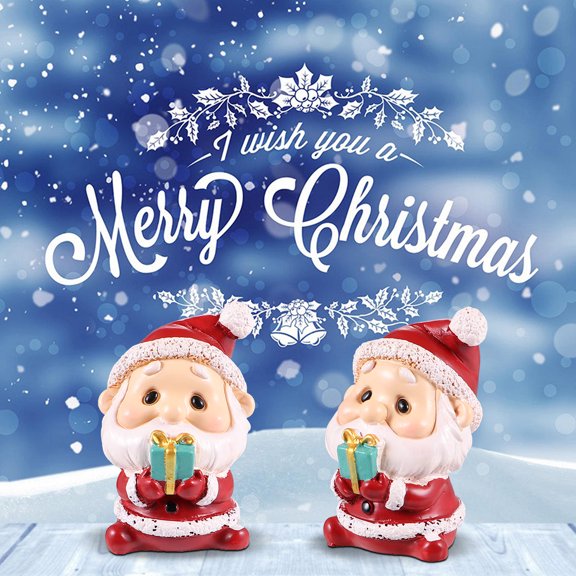 Niceauty Christmas Resin Santa Claus Ornament Red Eco-Friendly Decor for Living Room 2Pcs