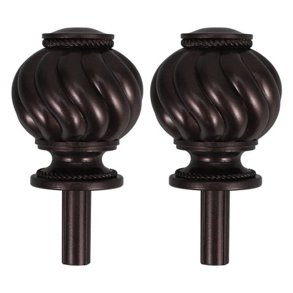 Niceauty 2Pcs Curtain Rod End Caps Black Plastic Retro Design for Dining Room and Living Room