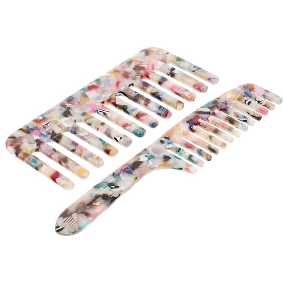 Niceauty 2Pcs Wide Teeth Combs Detangle Hair Styling Tools for Curly Hair Assorted Colors