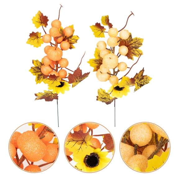 Niceauty 2Pcs Fake Plant Adorn Yellow Maple Leaf Branches for Autumn and Tsgiving Decor