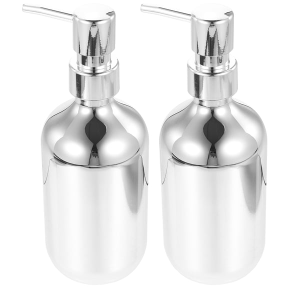 Niceauty 2Pcs Massage Lotion Bottles with Pump Silver PP Refilling for Hotel Use