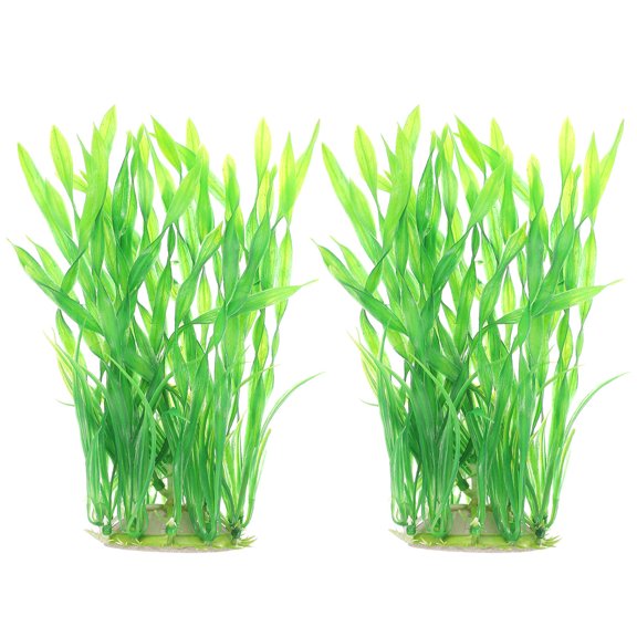 Niceauty 2Pcs Plastic Fish Tank Plants Green Aquarium Decor with Thick Base for Hiding