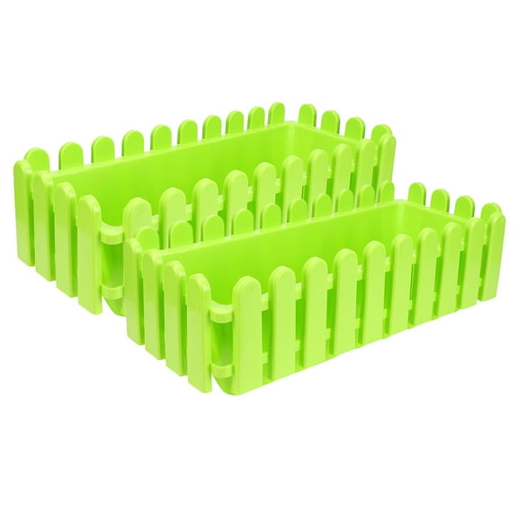 Niceauty 2Pcs Green Plastic Rectangular Planter Boxes for Outdoor Plants with Drainage