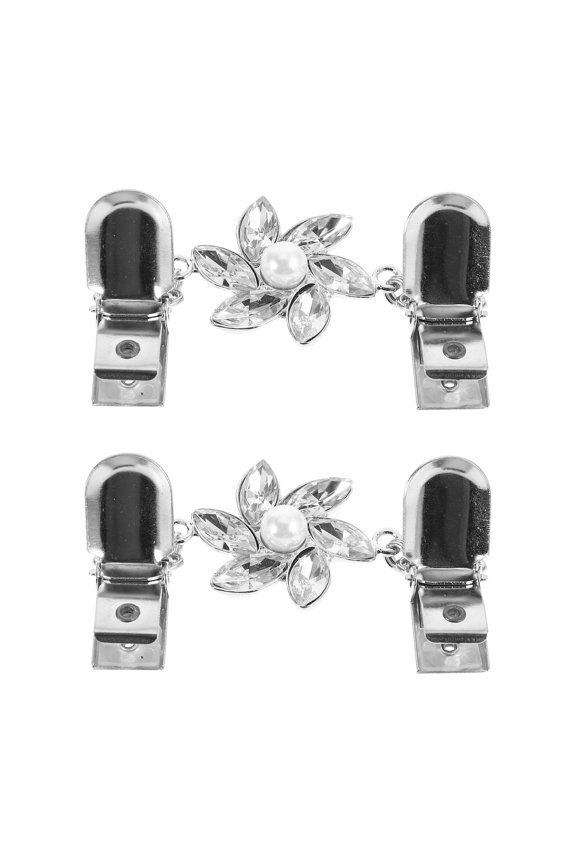 2Pcs Shirt Brooch Clips Fashionable Design Rhinestone Securing Shawls For Weddings Parties