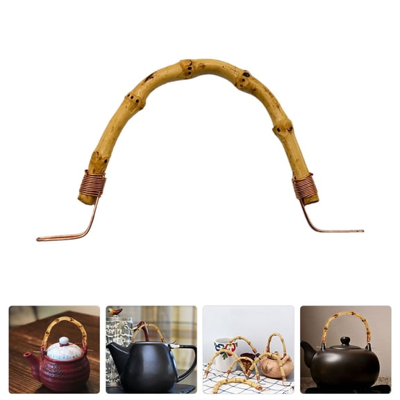 Niceauty 2Pcs Beige Bamboo Kettle Handle Replacement Teapot Grip with Heat Resistant Design