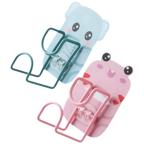 Niceauty 2Pcs Pink Adhesive Wall Hooks for Hanging Clothes Hats Towels with Cute Animal Design for Home Use