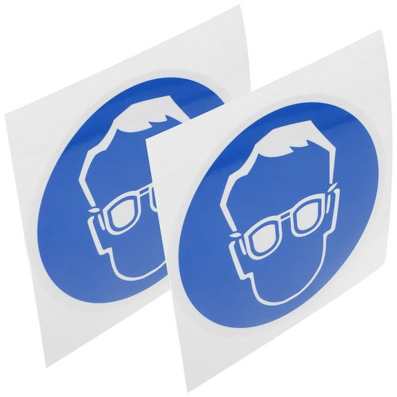 Niceauty 2Pcs Blue Wear Protective Goggles Sign Self Adhesive Safety Label for Industrial Use