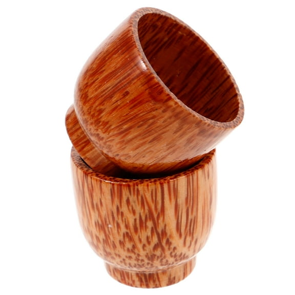 Niceauty 2Pcs Handcrafted Chocolate Wood Wine Mugs Smooth Edges Ideal for Tea and Drinks