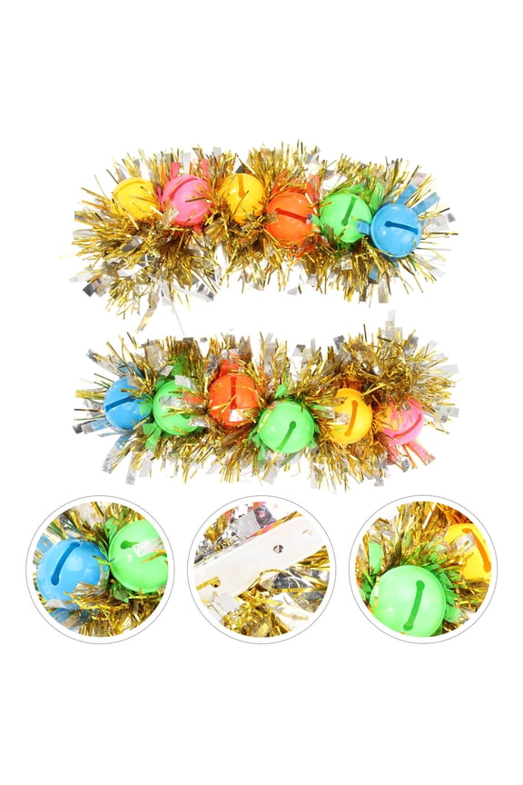 2Pcs Fashionable Golden Bell Bangle Lightweight Plastic Bracelet for Festival Decoration