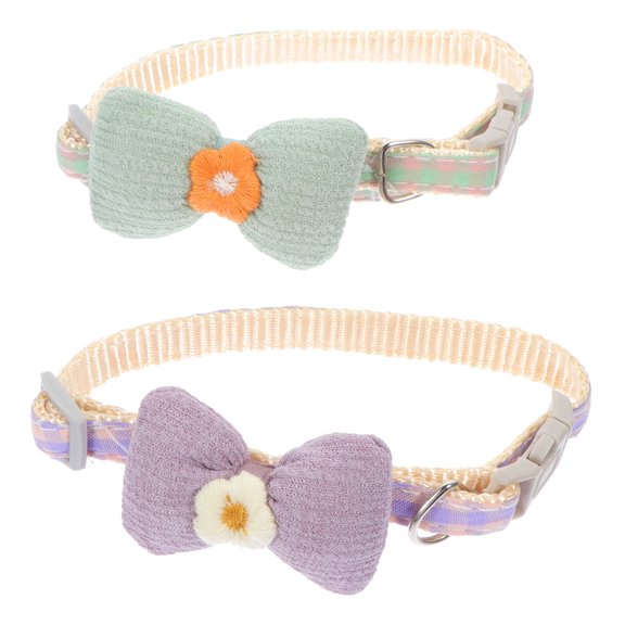 Niceauty 2Pcs Pet Collar Adjustable Polyester Breathable Bowknot Design for Friends with Pets