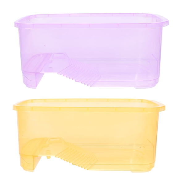 Niceauty 2Pcs Practical Plastic Turtle Tank Aquarium with Platform for Reptile Habitat and Feeding