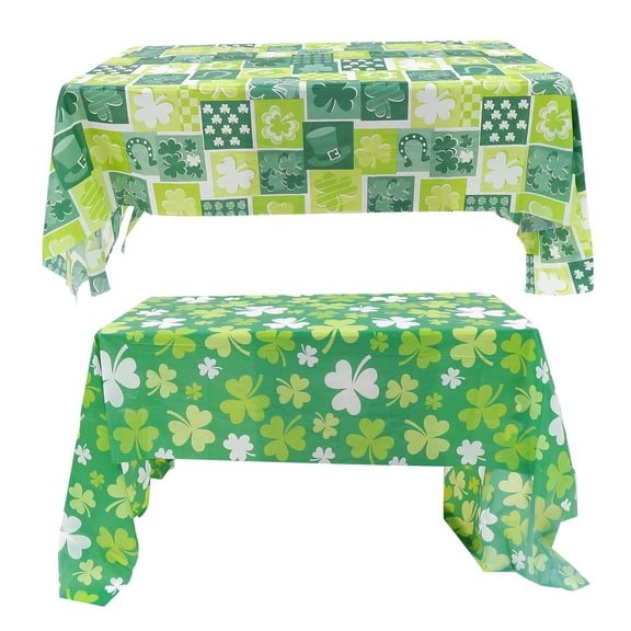 Niceauty Plastic Tablecloth Assorted Color St Patrick's Day Shamrock Design for Home 2Pcs