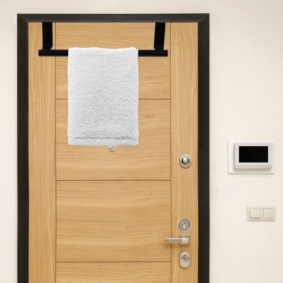 Niceauty Towel Hanging Rack Black Stainless Steel Easy Install Bathroom Storage 2Pcs