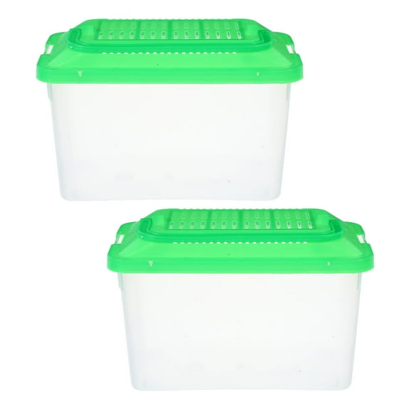 Niceauty 2Pcs Portable Handheld Fish Container Plastic Tank with Lid for Aquatic Pets