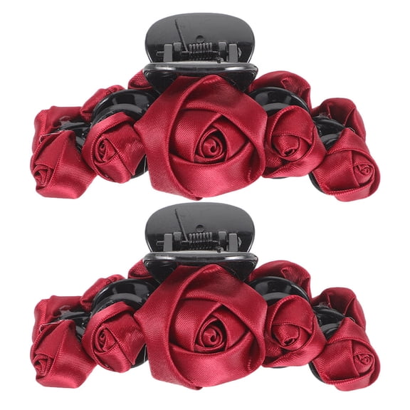 Niceauty 2Pcs Red Rose Hair Claw Clips Secure Grip Hair Accessories for Versatile Use