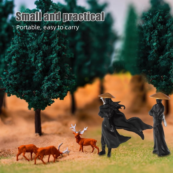 Niceauty 2Pcs Black Chinese Figurines Intricate Ancient Figures for Bonsai and Desktop Decoration