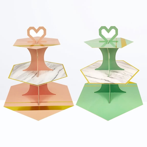 Niceauty 2Pcs Assorted Color Disposable Paper Cake Stands Heavyweight Foldable Display