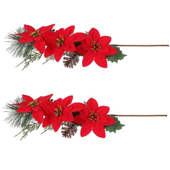 Niceauty Flower Picks Christmas Flower Stems Red 2Pcs DIY Wreath