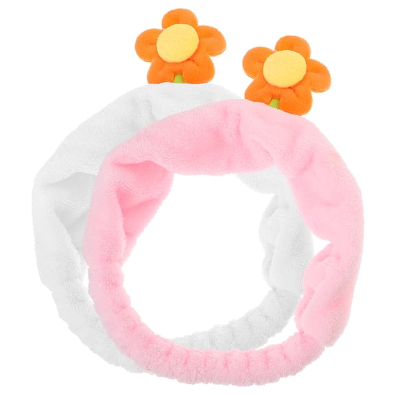 Niceauty 2Pcs Womens Assorted Color Flower Headbands Plush Hair Accessories for Spa