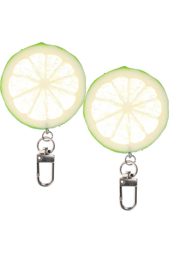 Lemon Slices Keychain Multi Metal 2Pcs 3.7x2.2in