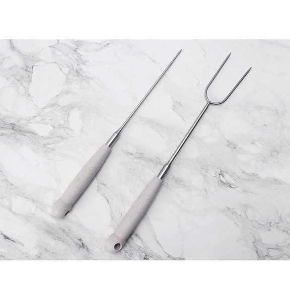 Niceauty Flexible Stainless Steel Barbecue Forks, Plated Silver, for Bbq, 2Pcs
