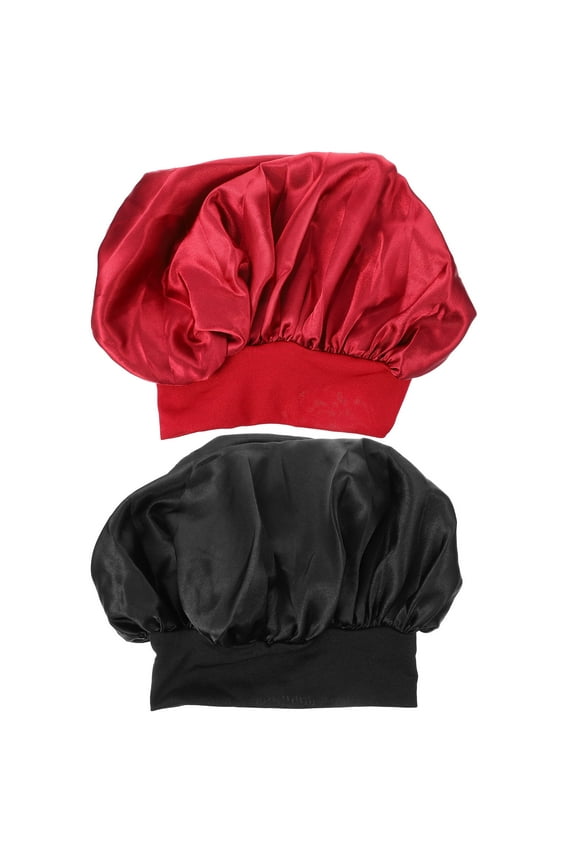 2Pcs Assorted Color Sleep Caps Elastic Bouffant Hair Care Bonnet Head Cover