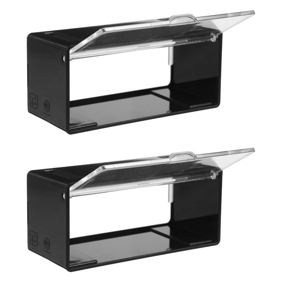Niceauty 2Pcs Stackable Model Display Case Plastic Organizer Boxes Black with Transparent Panel