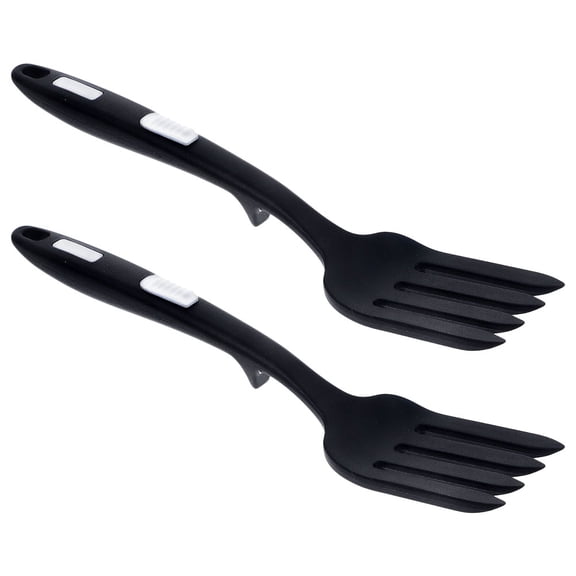 Niceauty 2Pcs Black Silicone Salad Mixing Forks Flexible Nonstick Practical Utensils