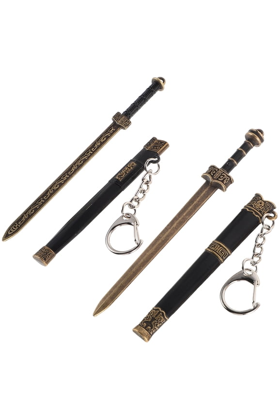 2pcs Sword Keychain Zinc Alloy Mini Swords For Bag History Enthusiasts