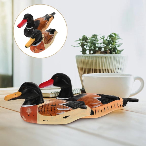 Niceauty 2pcs Wooden Duck Statue Wedding Present Multi Wood Wedding present Lovers Friends