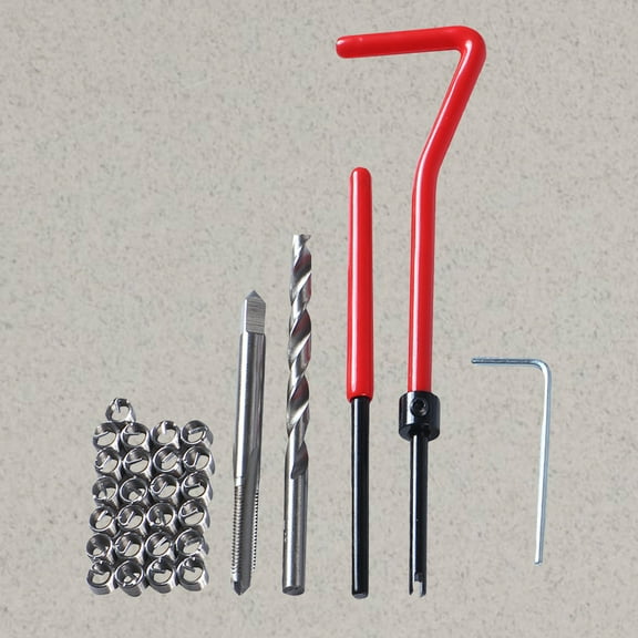 Niceauty 30Pcs Thread Insert Kit Red M5 with Drill Bits Thread Taps for Engine Repair Use