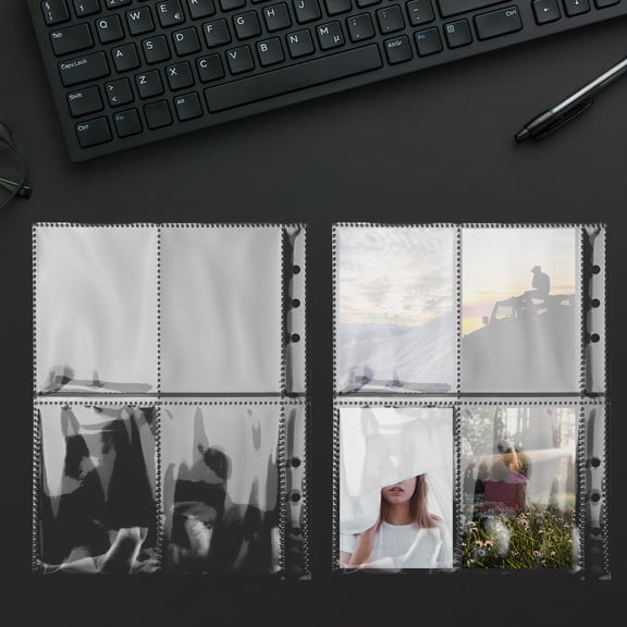 Niceauty 30Pcs Transparent Photo Album Insert Pages with Clear Sleeves for Preserving Memories