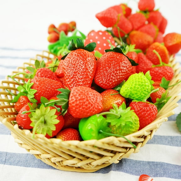 Niceauty Artificial Strawberry Red Premium Plastic for Home and Party Decoration 30Pcs