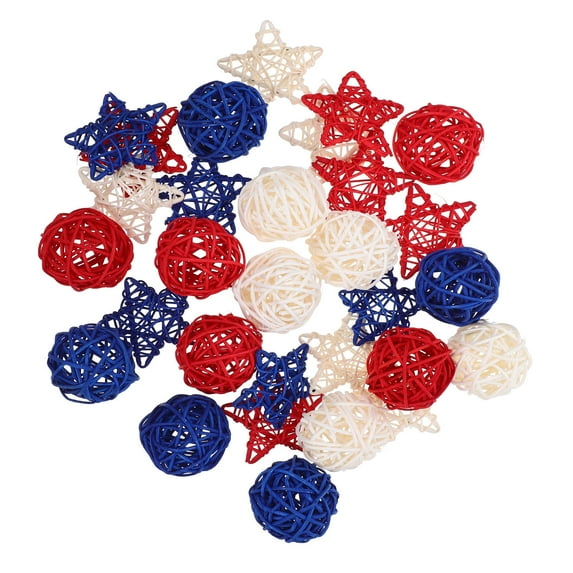 Niceauty 30pcs Rattan Balls for Decor Patriotic Design Decorative Balls Home Decoration