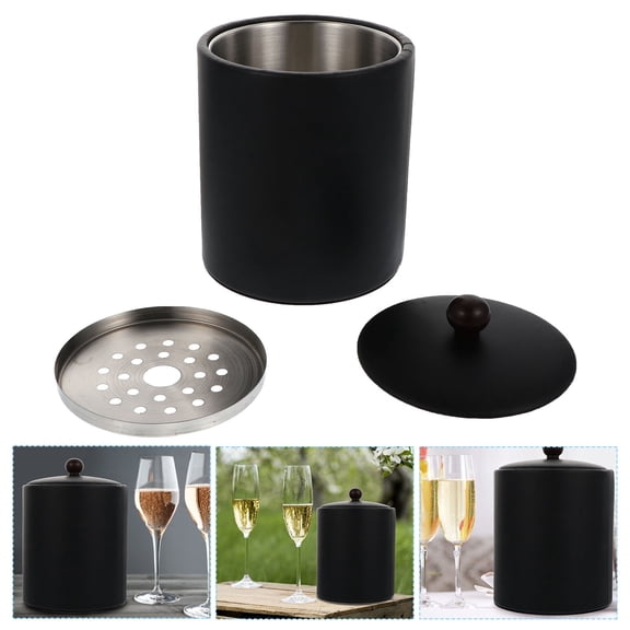 Niceauty Black Stainless Steel Bar Ice Bucket for All Occasions Convenient Cooling
