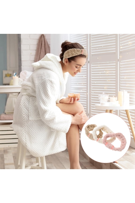 Face Washing Headband Bow Headband Coral Fleece 3Pcs Assorted Color