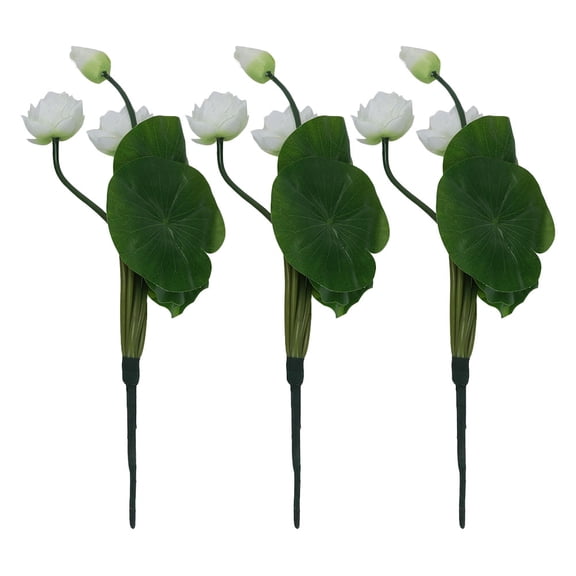 Niceauty 3Pcs Decorative Silk Lotus Flower Adornments White for Living Room and Bedroom