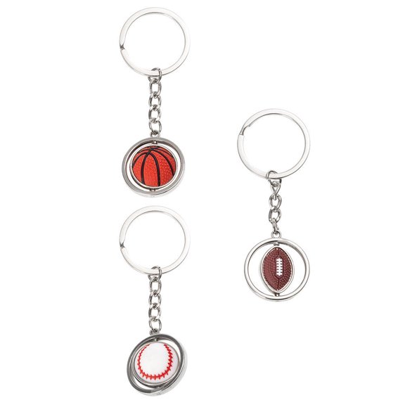 Niceauty 3Pcs Sturdy Metal Basketball Keychain Pendant in Assorted Colors for Key Or Bag Decor
