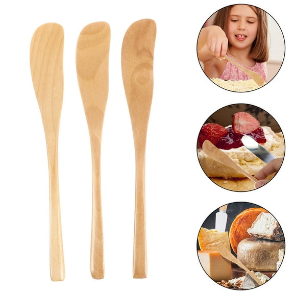 Niceauty 3Pcs Wood Handle Baking Spatula Bulk Chocolate Kitchen Helper for Baking